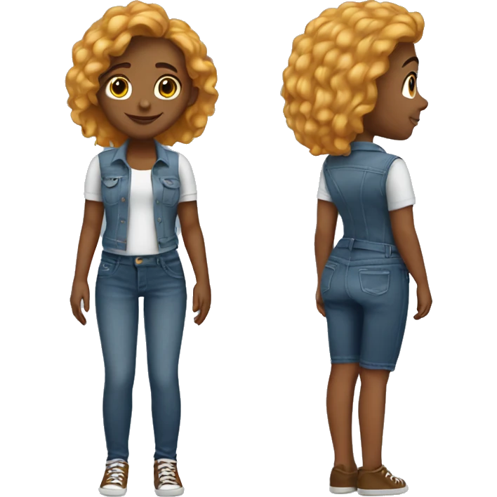 Short girl with big jean emoji