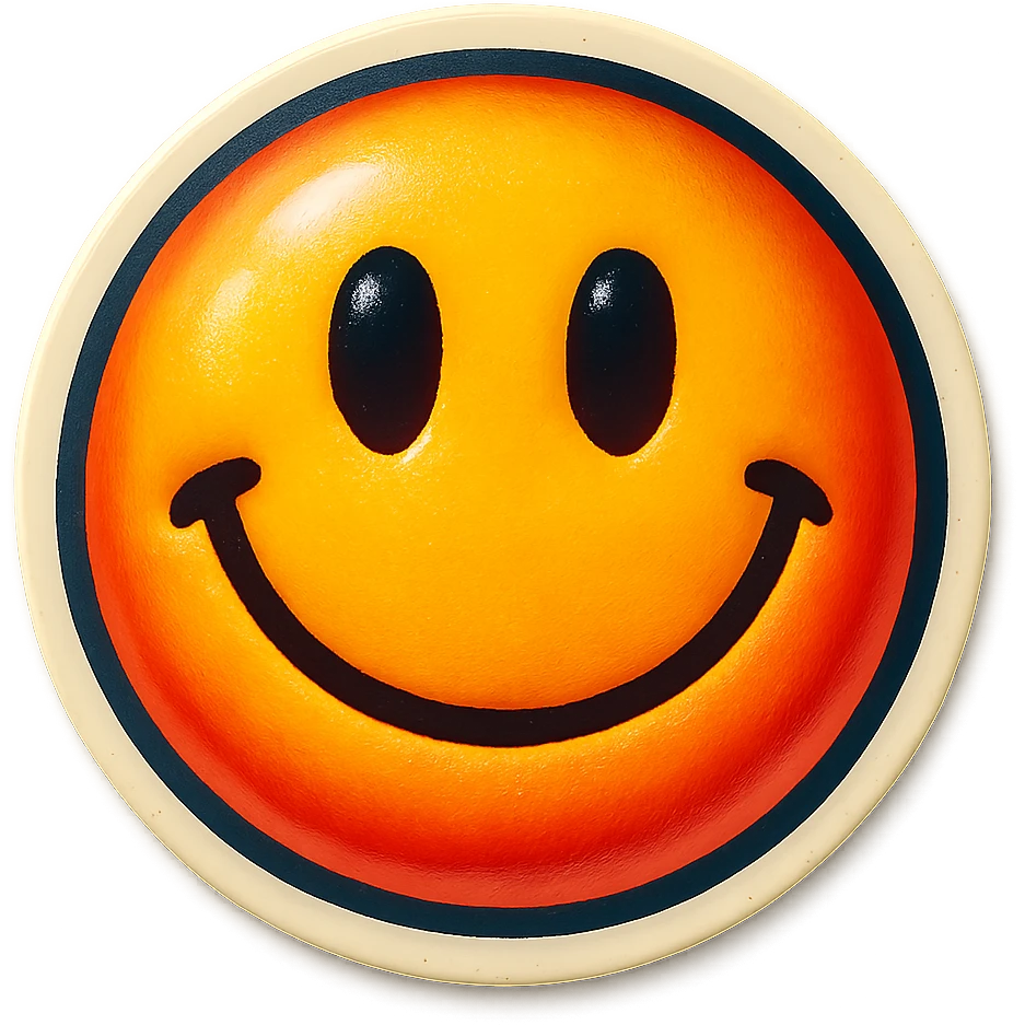 A cheerful smile sticker in retro stickers style, with a vintage design and bright colors emoji