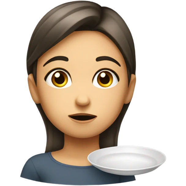 girl asking for food with an empty plate emoji