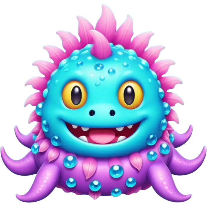 neon pastel kawaii bedazzled sea monster with fur    emoji