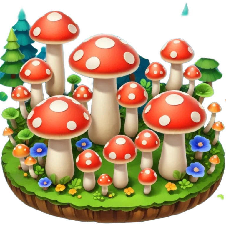 Isometric view mushroom forest emoji