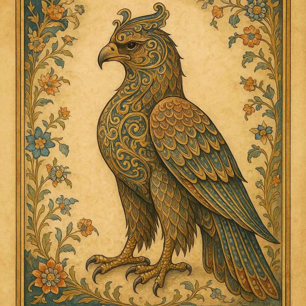 majestic eagle of Persia inspired by Persian art with intricate details and regal pose emoji