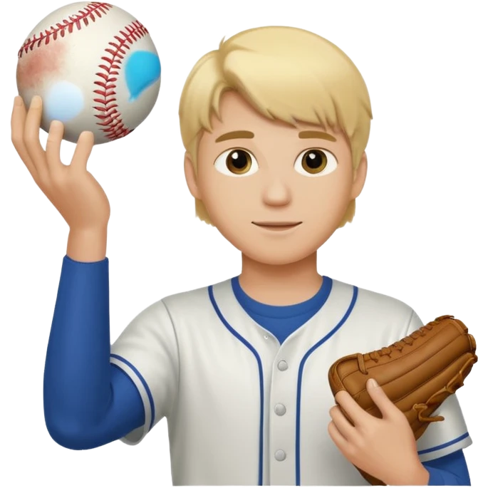 Blonde College guy holding up a baseball emoji