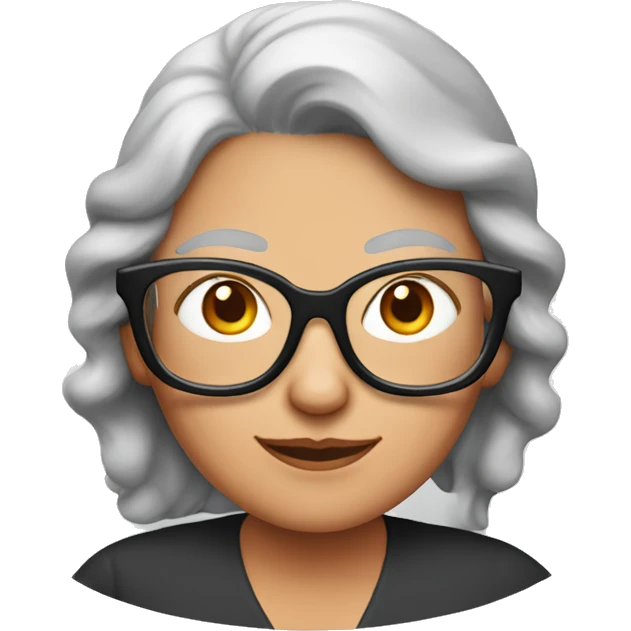 Grandma emoji, wearing cat-eye shaped rim glasses and long red hair emoji