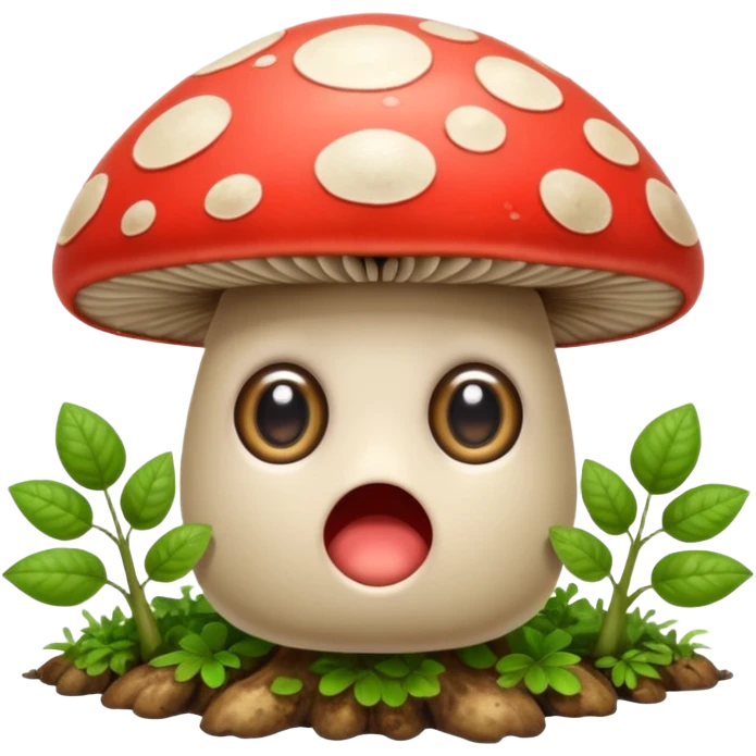 forest character shocked wide eyes mushroom dropped from hands emoji