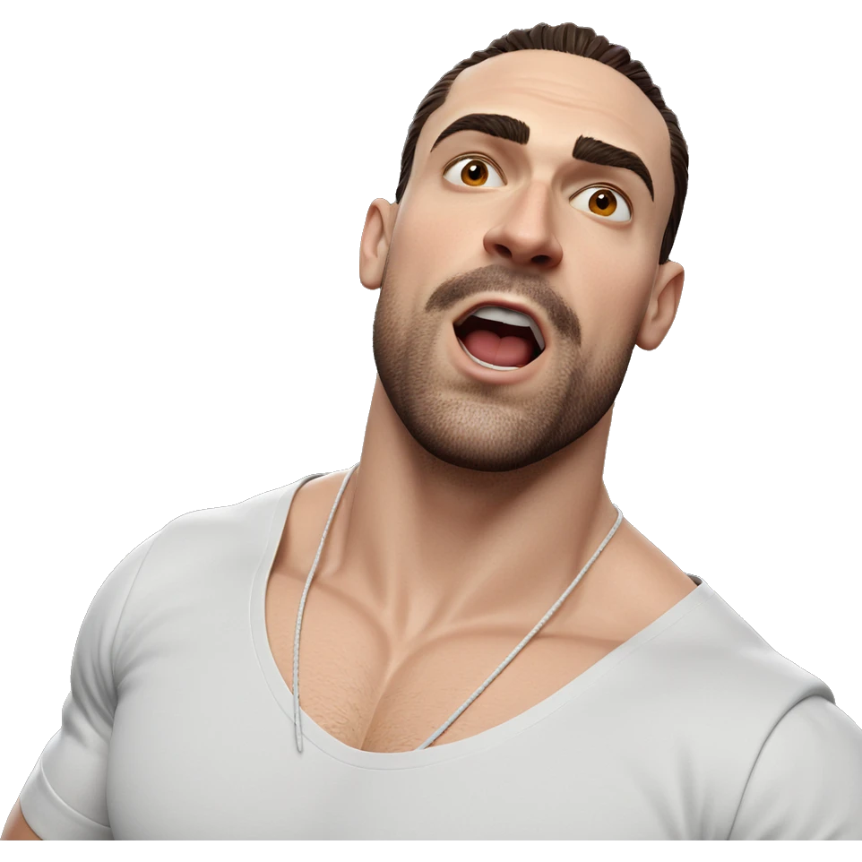 muscular male in white shirt emoji
