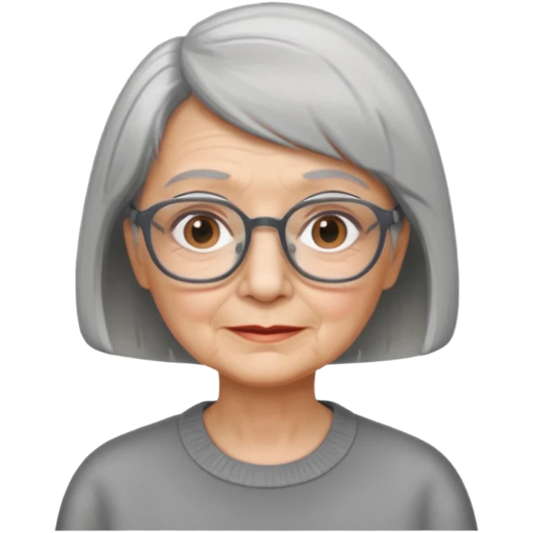 Old woman square glasses short gray straight hairstyles bob emoji