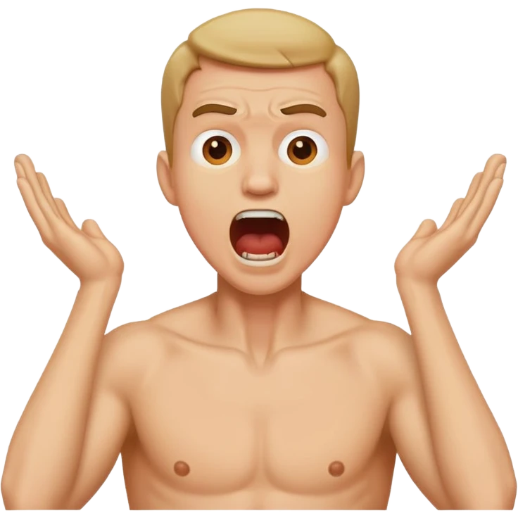man holding his neck while yelling emoji