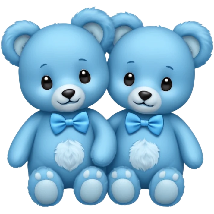 sweet twin little blue bears with blue bow tie sitting emoji