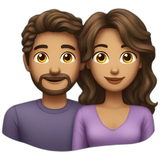 Casal homem e mulher homem moreno e mulher de cabelo cacheado emoji