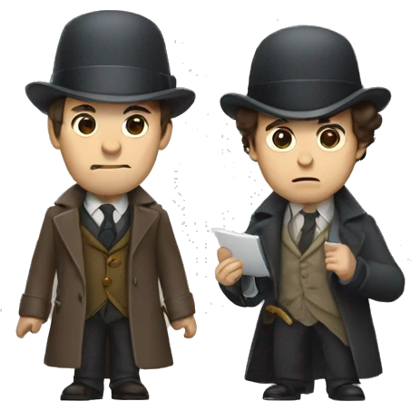 Sherlock Holmes and Watson investigating at a crime scene emoji