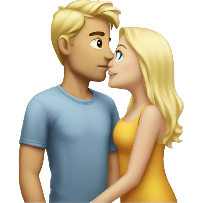 Blond guy kiss blond girl  emoji