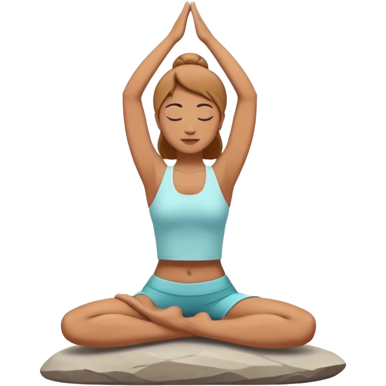 A person stands on a stone doing  yoga emoji