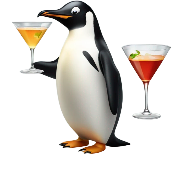 Penguin holding a martini emoji