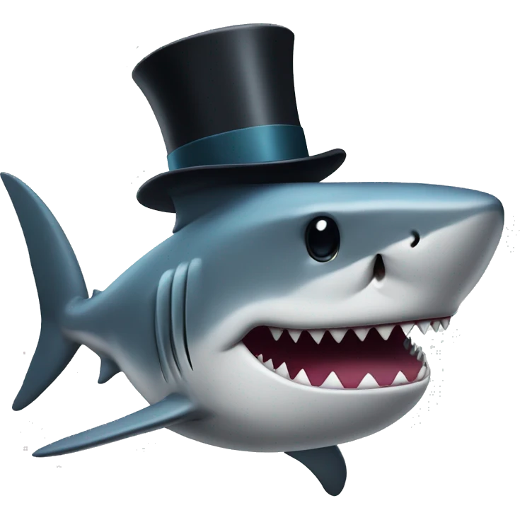 Shark with a top hat emoji