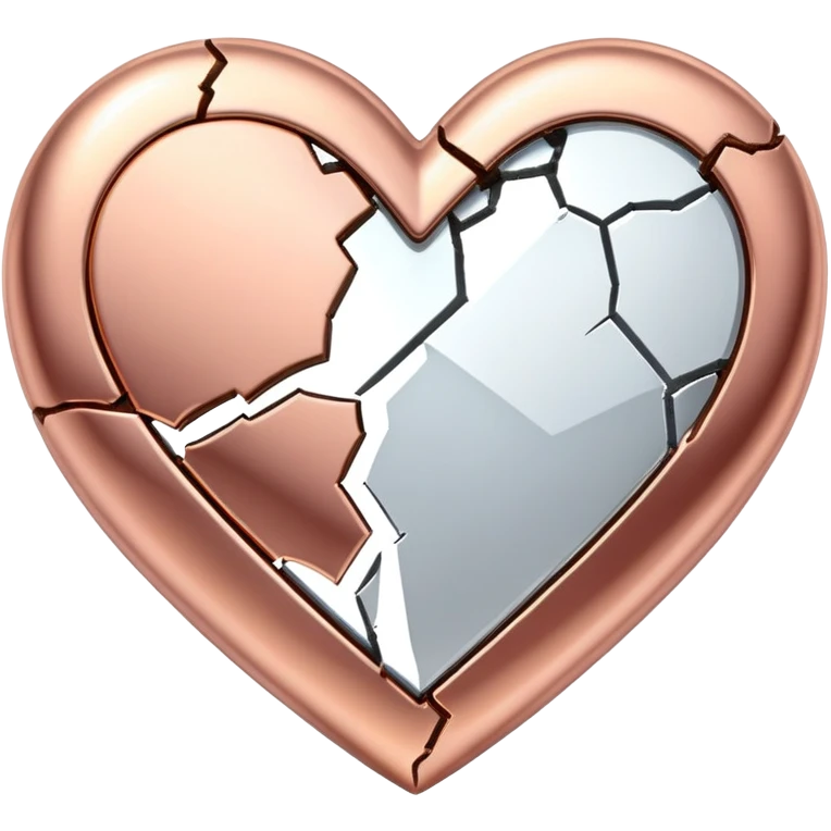 Rose gold heart with a cracked broken design emoji