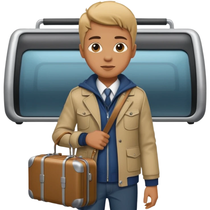 Rider with suitcase,Metro Riders, inside metro train, no transparent, with background,full image , negative transparent, positive background. emoji