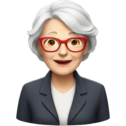 Older white woman with red glasses emoji