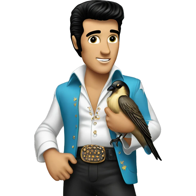 Elvis holding a finch  emoji