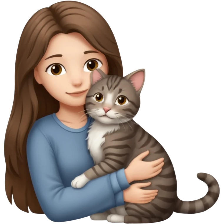 A girl love with his male cat emoji