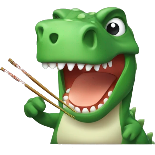 Dinosaur using chopsticks to eat sushi  emoji