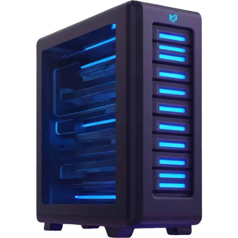 server PC with neon blue glowing components emoji
