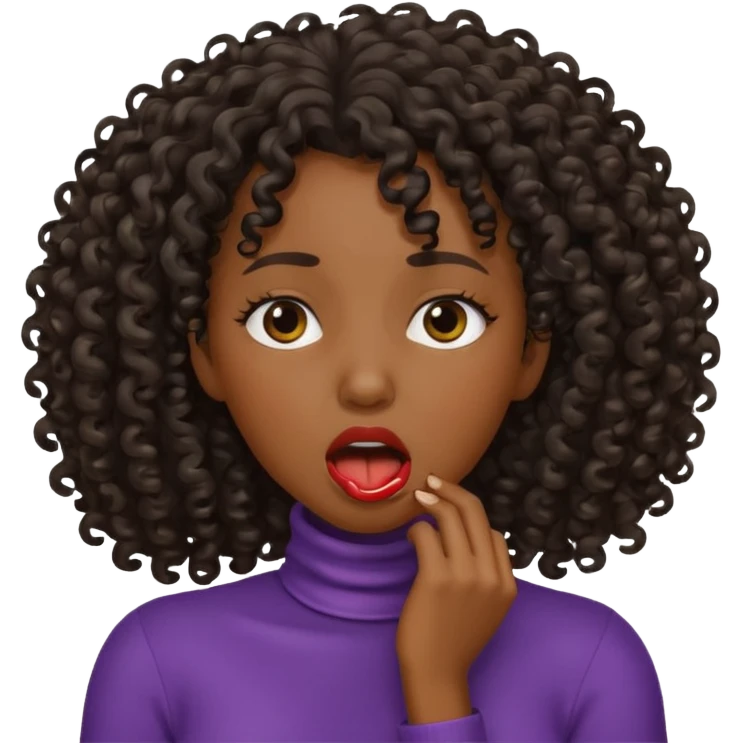 black women choking herself curly hair emoji