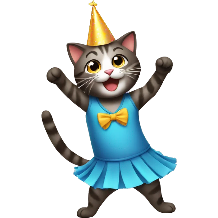 Cat dancing birthday emoji