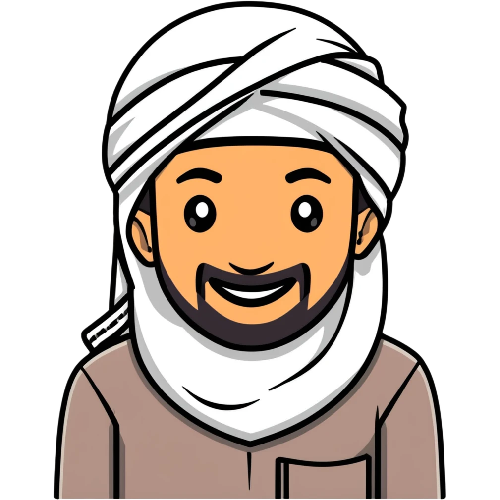 Gulf Arab man smiling, wearing keffiyeh emoji