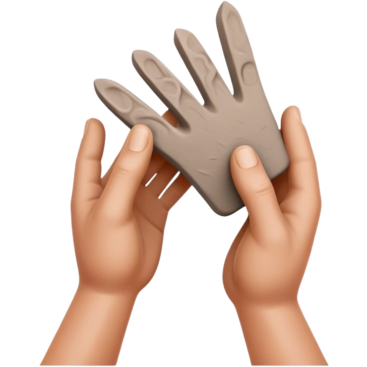Sculpting icon, clay being shaped by hands, sculpting tools, textured surface, minimalistic style, clean lines, transparent background. emoji