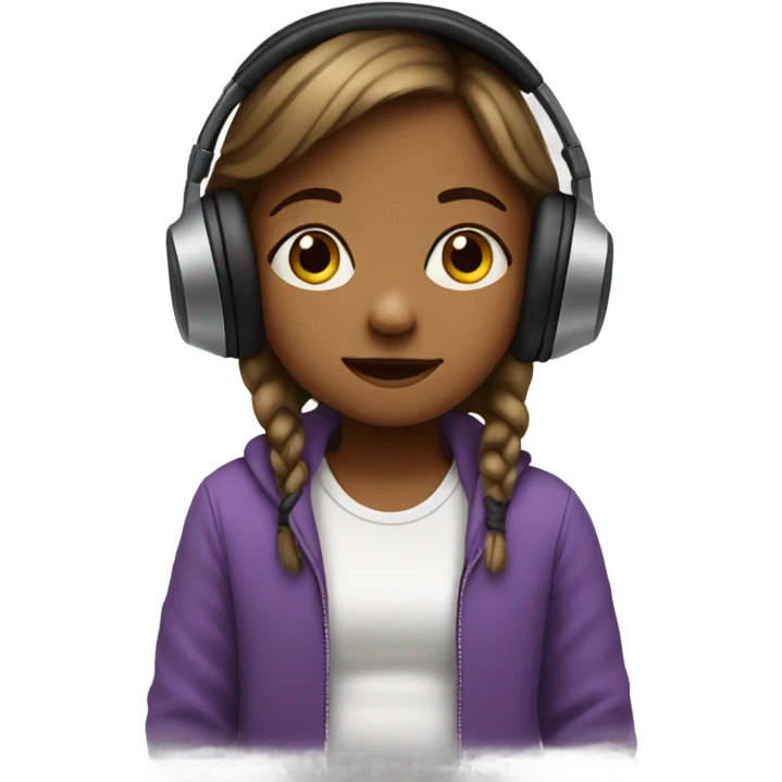 Small girl listening to music  emoji