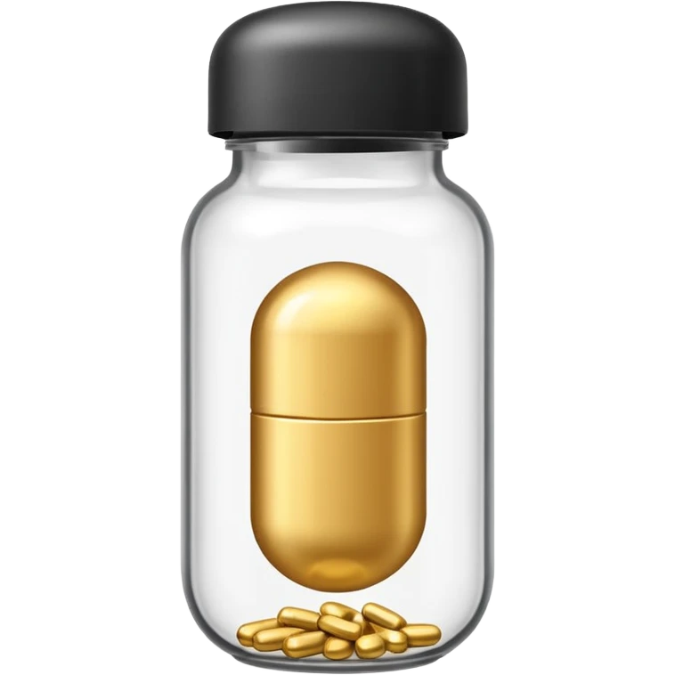 gold pill bottle and white emoji