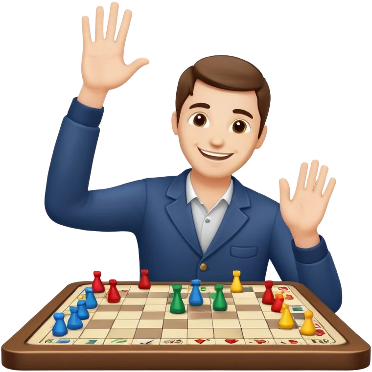 Board game man raising hand  emoji