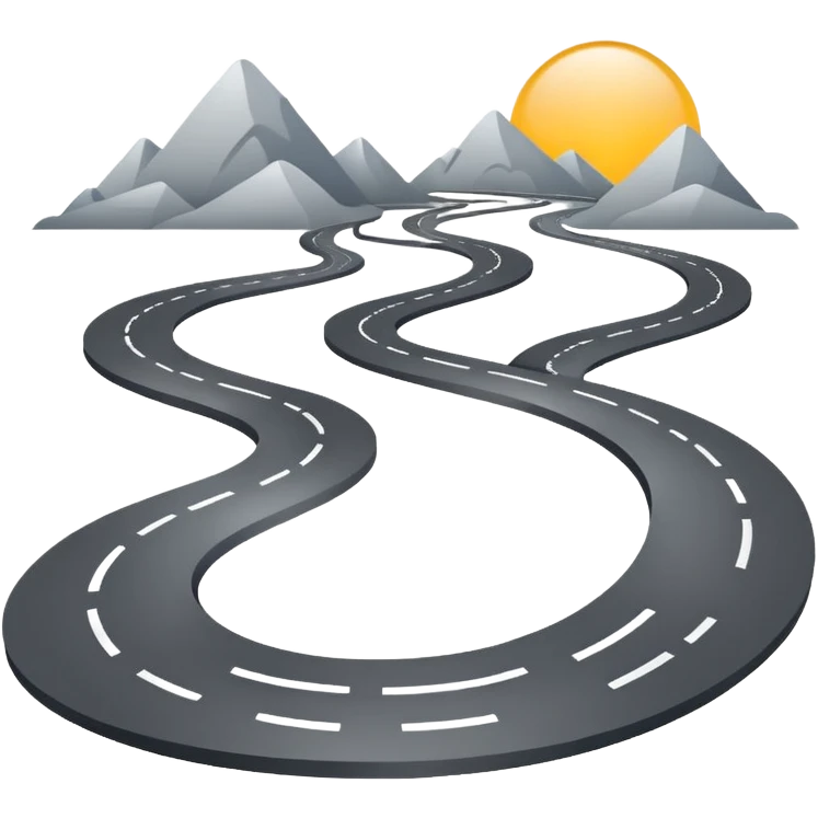 Clean roadmap icon emoji with curved path and milestones, modern corporate style emoji