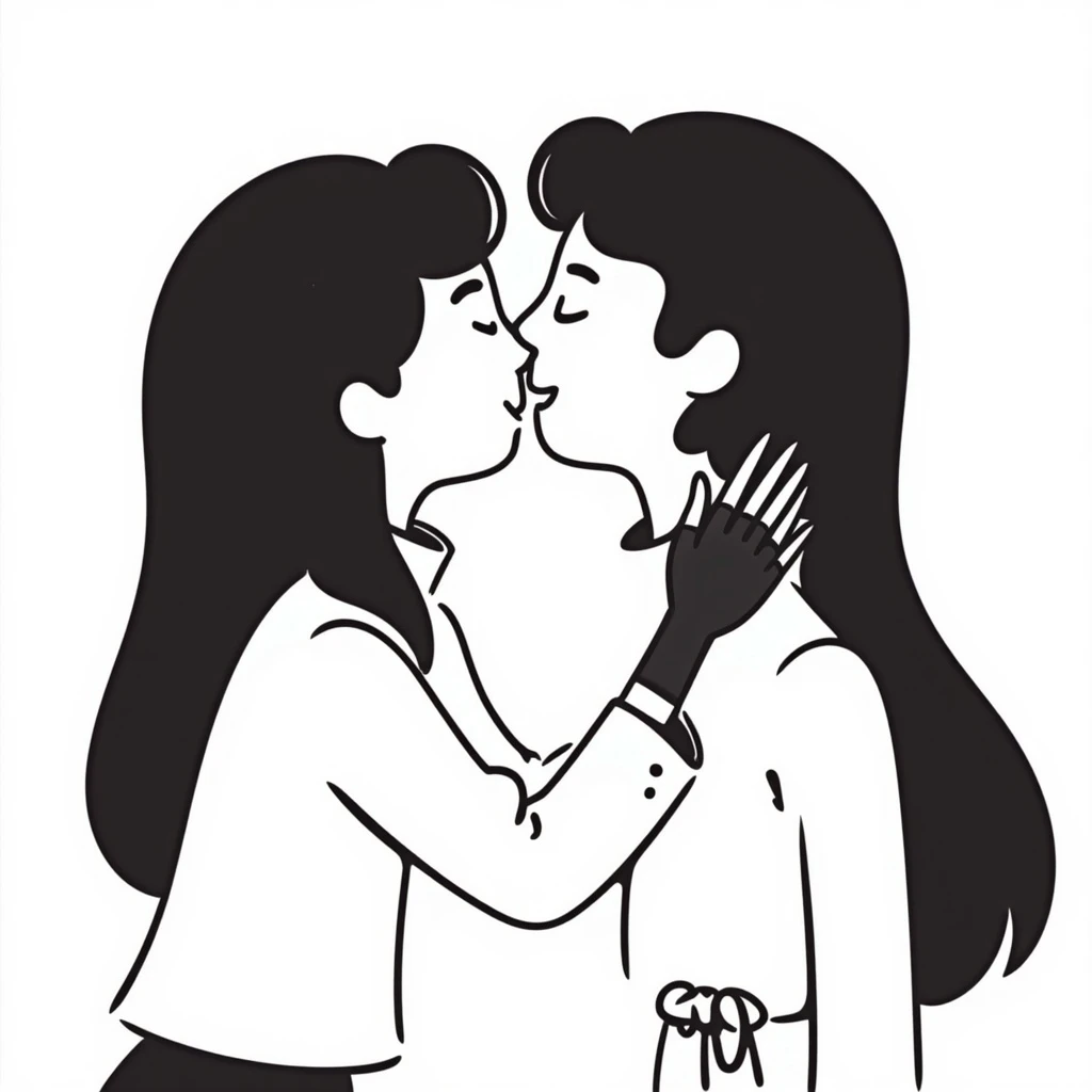 Caitlyn and Vi from League of Legends kissing each other emoji