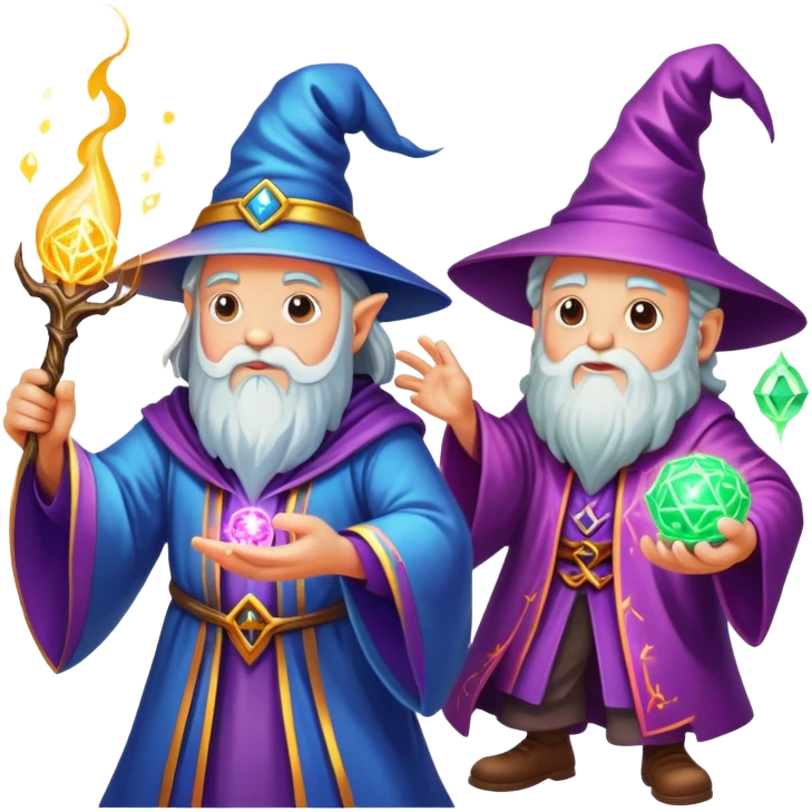 wizard and brain in a magical spell duel emoji