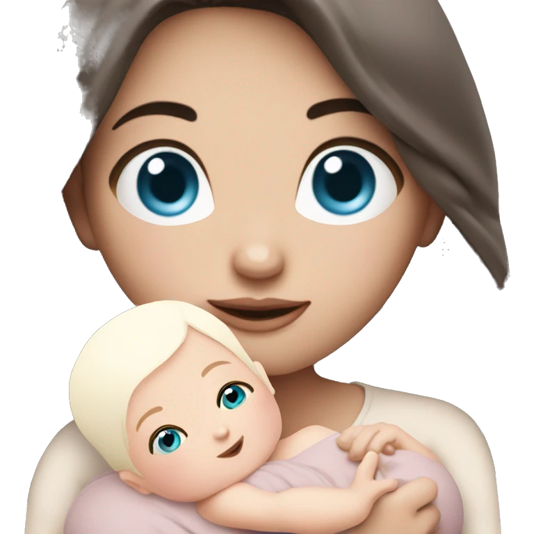 mom holding newborn baby girl with blue eyes and white skin baby dark hair white skin newborn little baby girl pink emoji