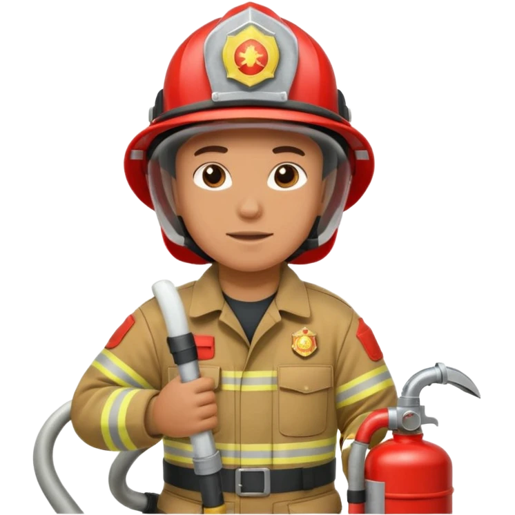 A firefighter extinguishing a party emoji