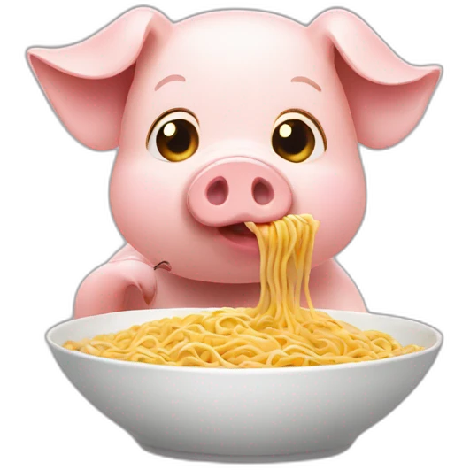 pig eating noodles without plate emoji