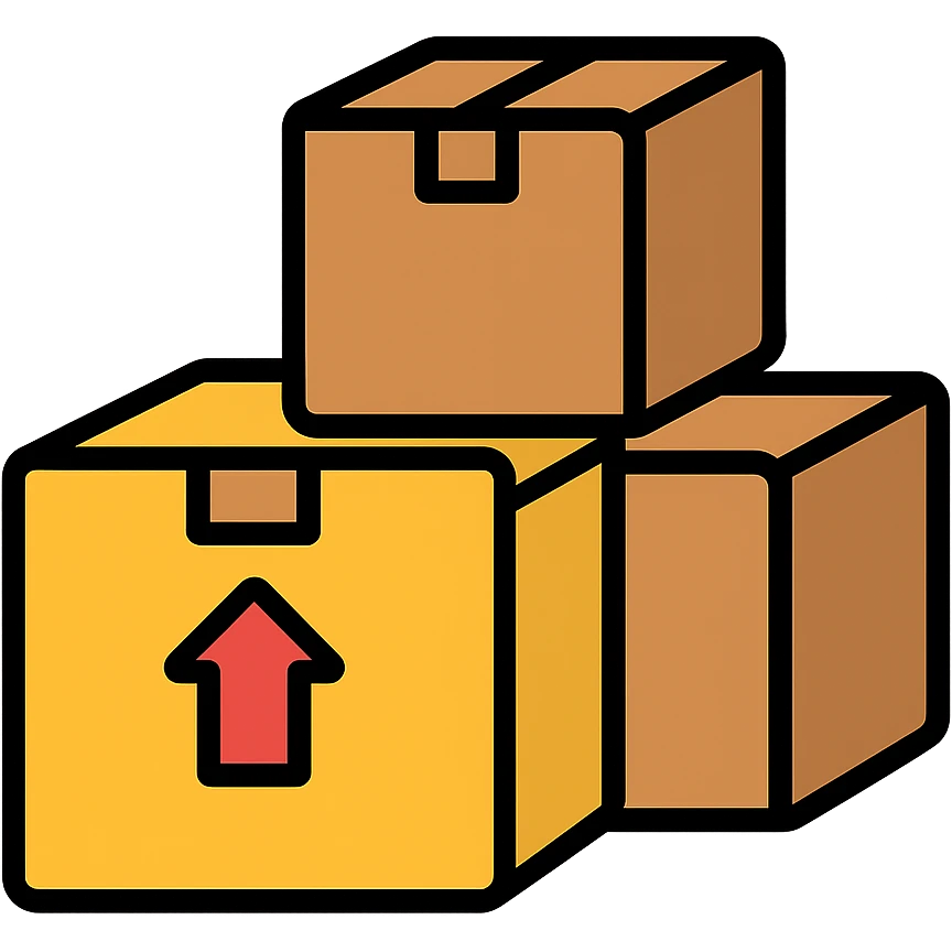 Moving boxes emoji with a detailed outline and a white background emoji