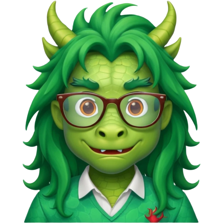 long hair dragon with shirt and glasses emoji