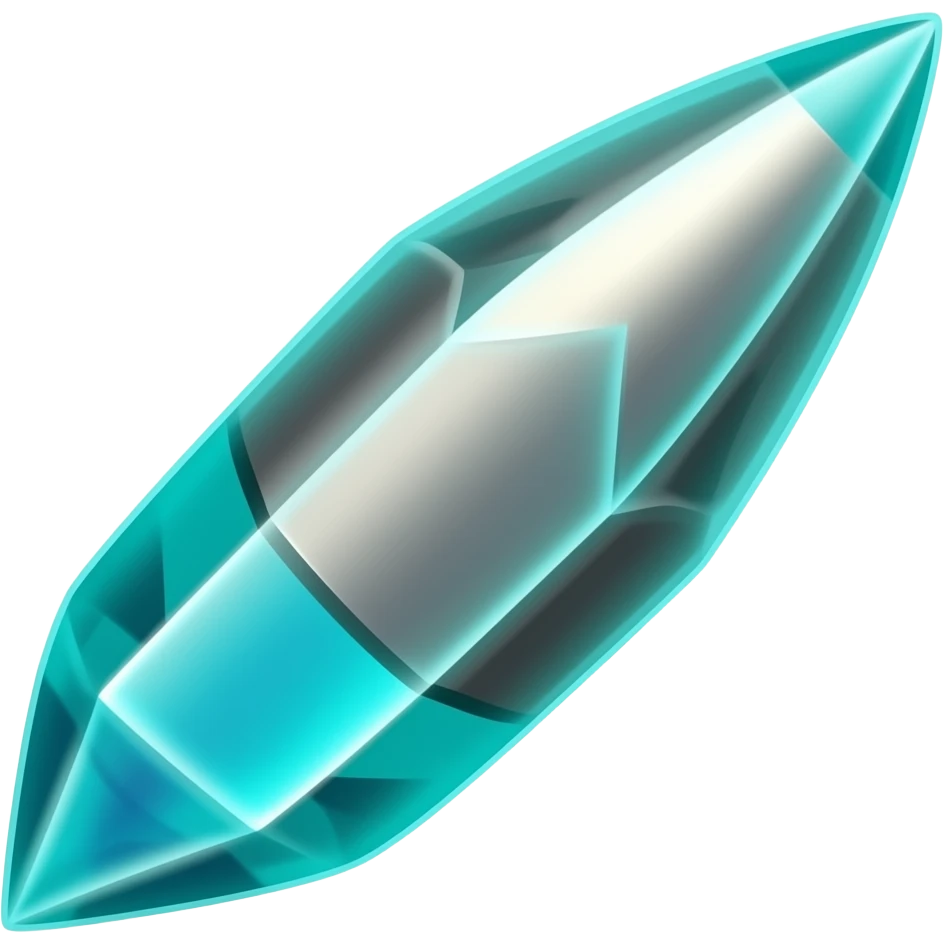 Glowing neon cyan while Celestial crystal bullet shard emoji