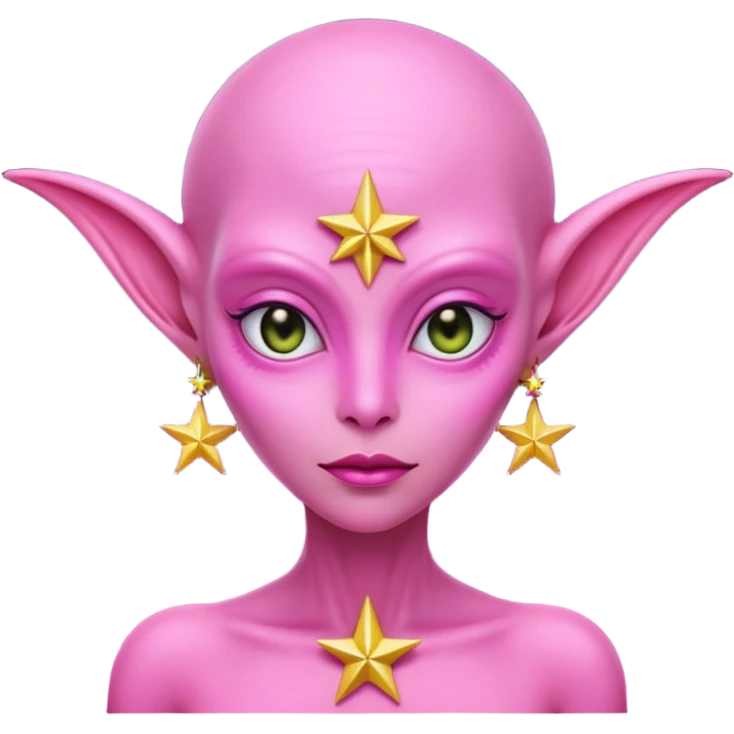 pink alien woman with golden star earrings emoji