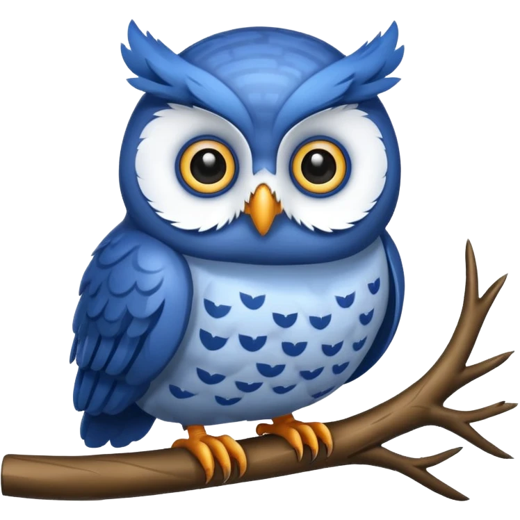 blue fat owl at the tree emoji