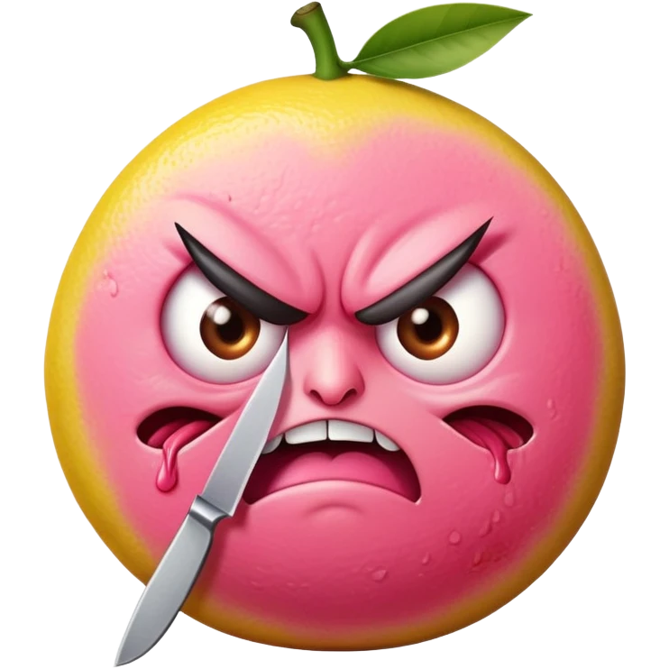 pink angry lemon with a knife emoji