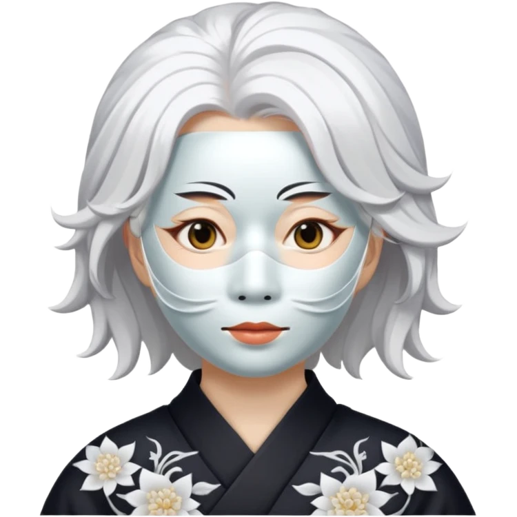 japanese culture white mask woman with white hair emoji