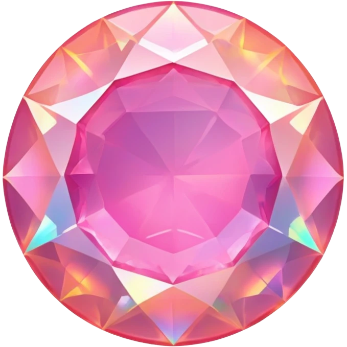 round cut pink fire opal with sharp facets and holographic iridescence emoji