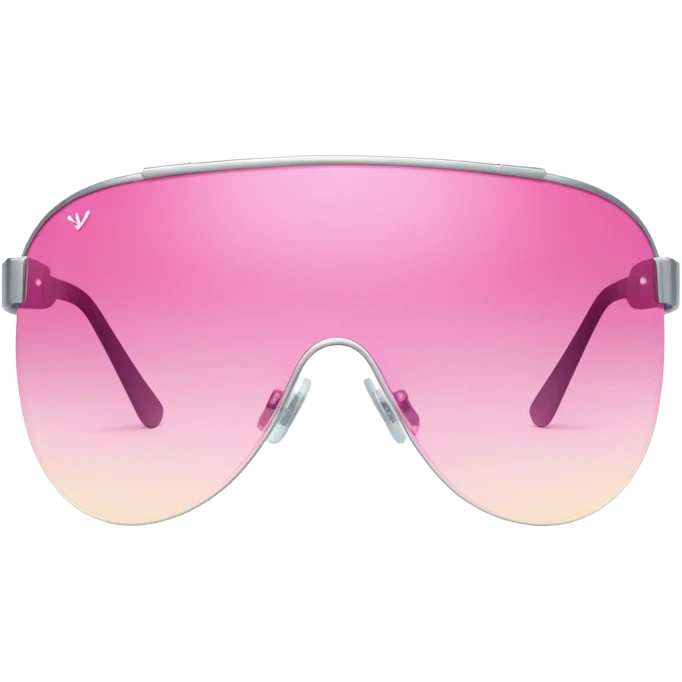 retro Y2K shield visor sunglasses with pink gradient lens, frameless emoji
