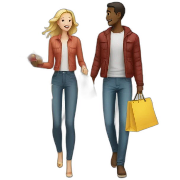 white couple shopping together emoji