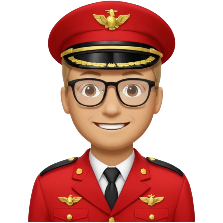 Smiling military man with glasses in red uniform emoji